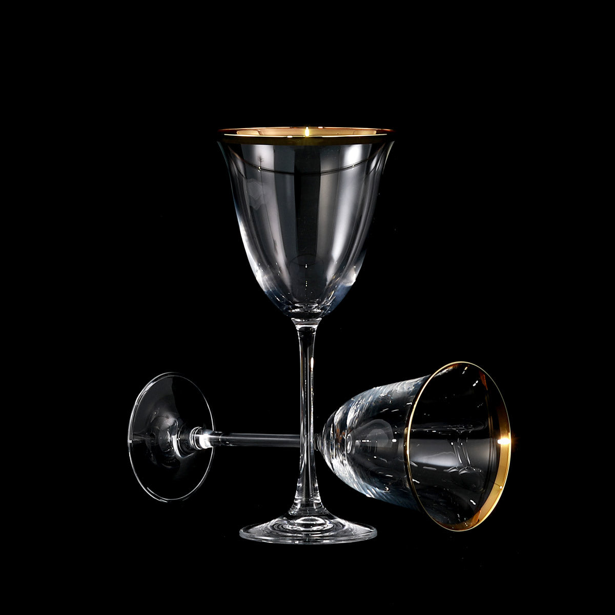 Servizio bicchieri in cristallo con decoro semplice filo oro