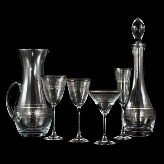 Servizio bicchieri stile contemporaneo con decoro inciso filo platino - Firenze