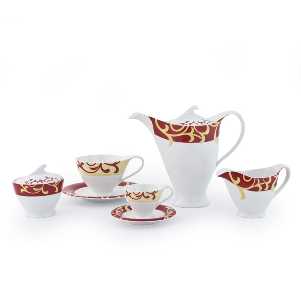 MamboCat Set di tazze da caffè rosso Variant con piattini per 6 persone, in porcellana colorata per colazione e caffè, 6 tazze da tè da 200 ml e piattini, stoviglie eleganti per MamboCat Set di tazze da caffè rosso Variant con piattini per 6 persone, in porcellana colorata per colazione e caffè, 6 tazze da tè da 200 ml e piattini, stoviglie eleganti per