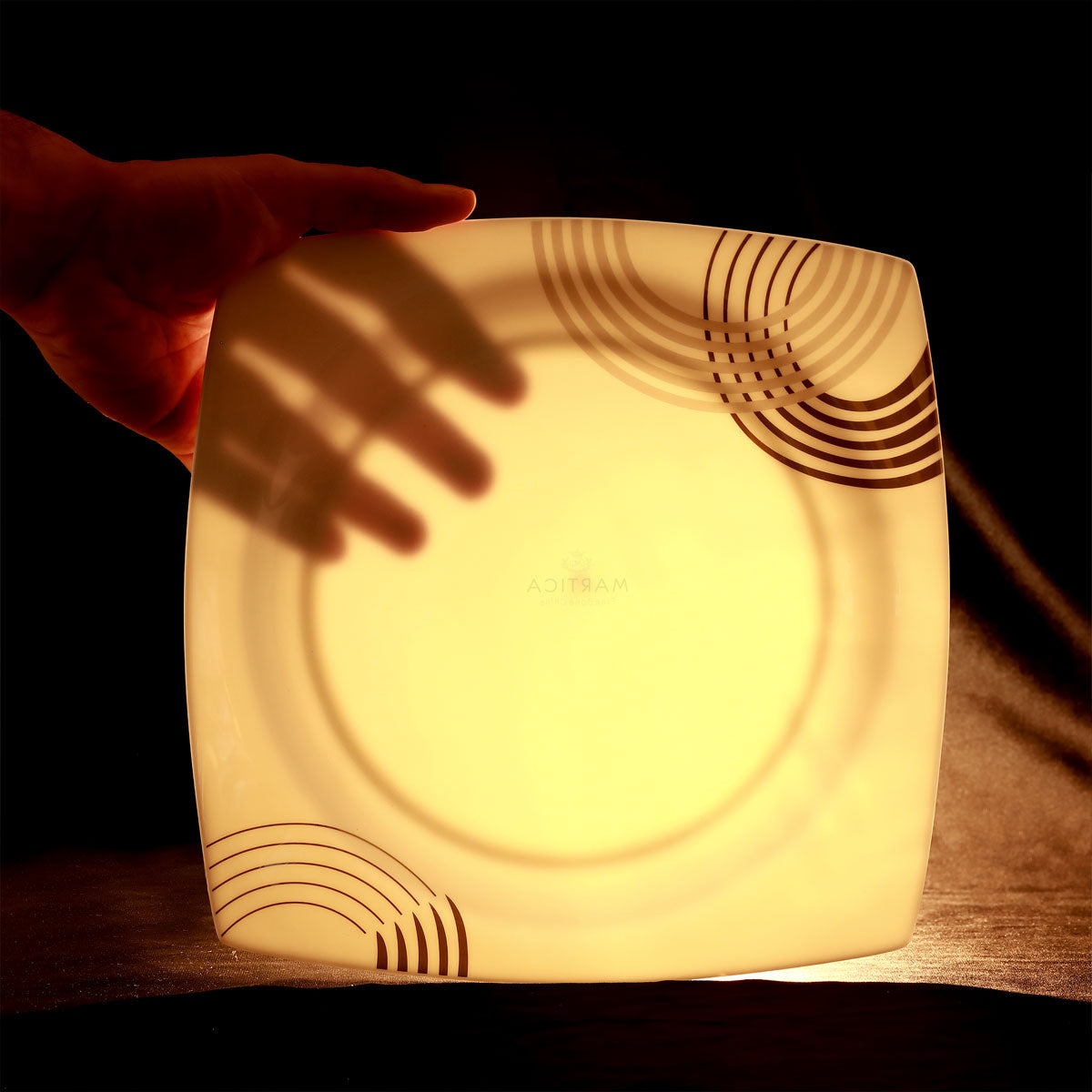 Servizio piatti quadrato in finissima porcellana trasparente - monica