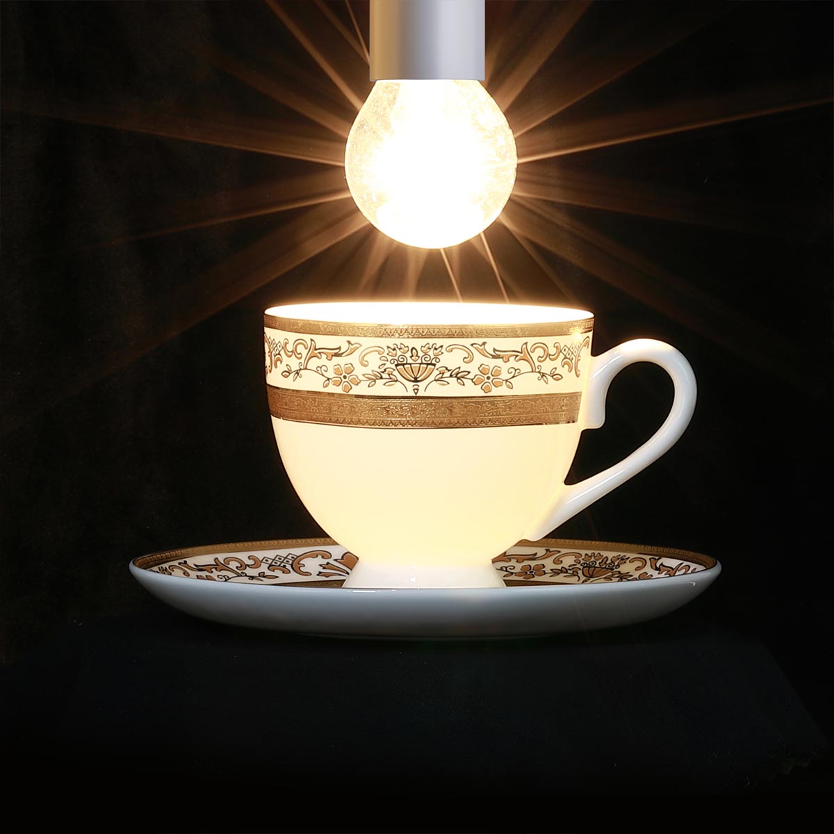 Servizio tazze te e caffè con decoro imperiale in oro inciso fine porcellana bone china - Prestige