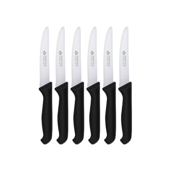 Set 6 coltelli tavola in acciaio con punta tonda prodotti in Italia