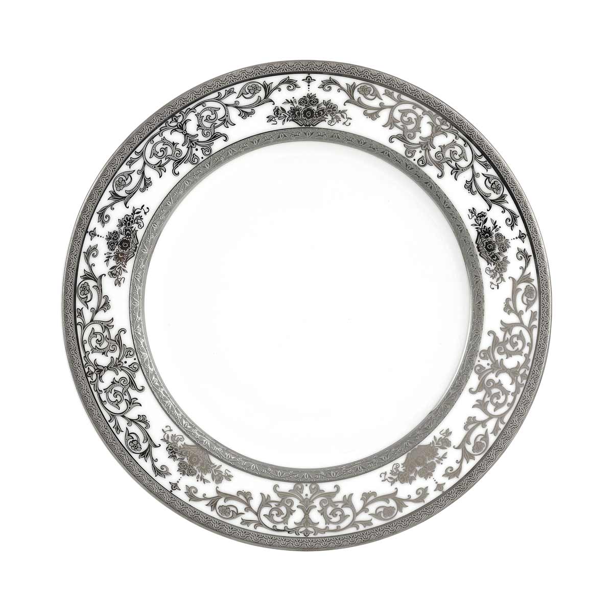 Set completo di piatti con bordo platino in fine porcellana - Parigi