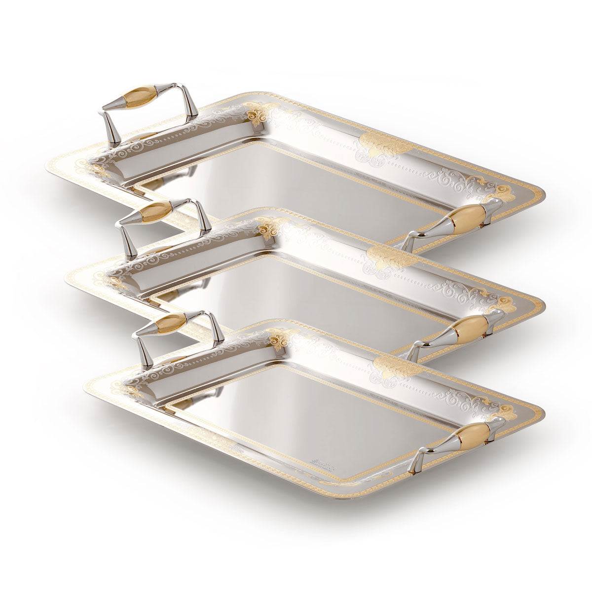 Vassoio di design in acciaio inox con pizzo Merlot Oro