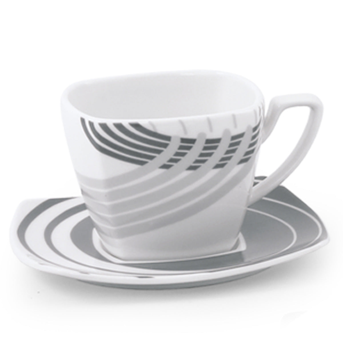 Set tazze latte o the quadrate con decoro moderno grigio - Cosmo