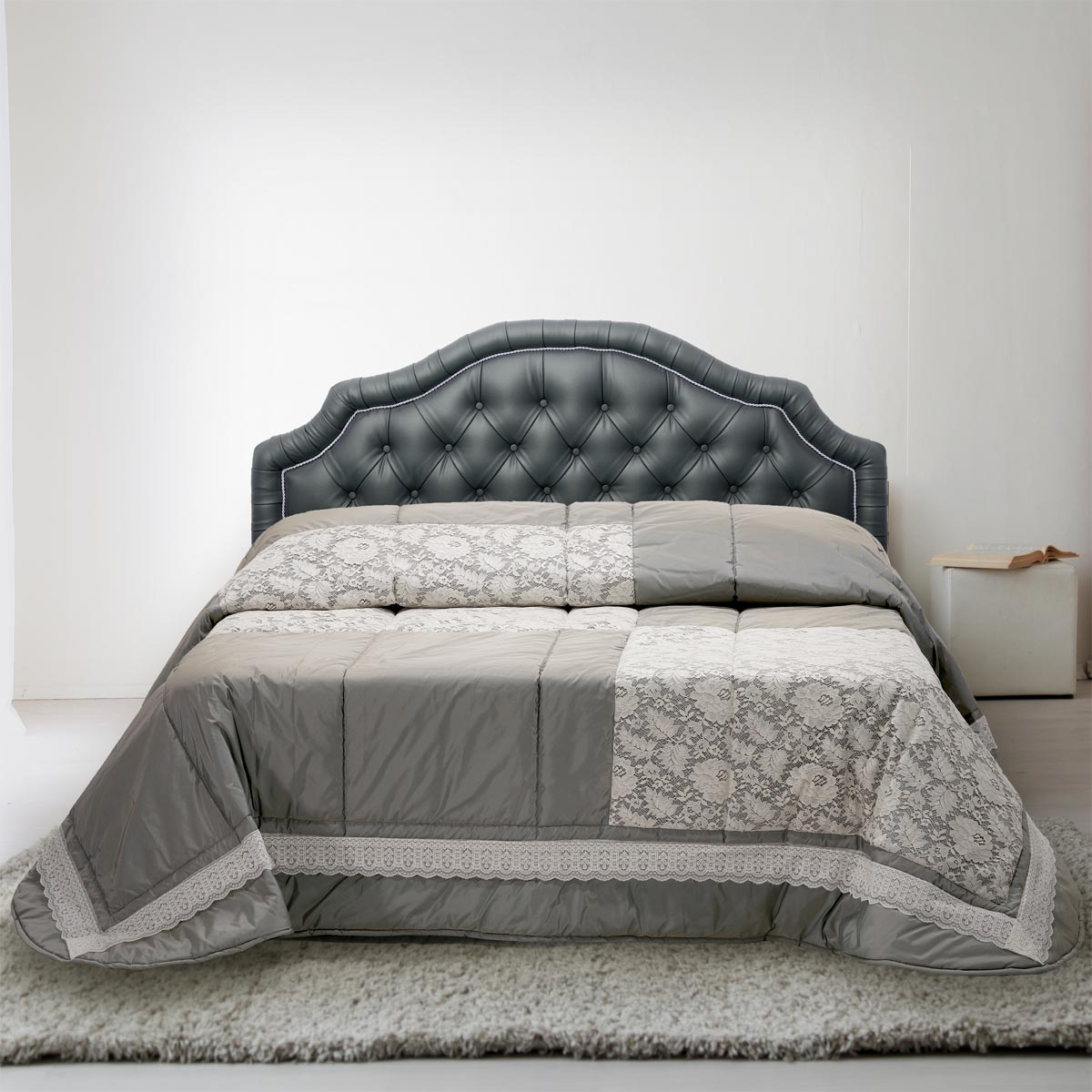 Trapunta per il corredo letto sposa dallo stile contemporaneo di colore grigio - EL117