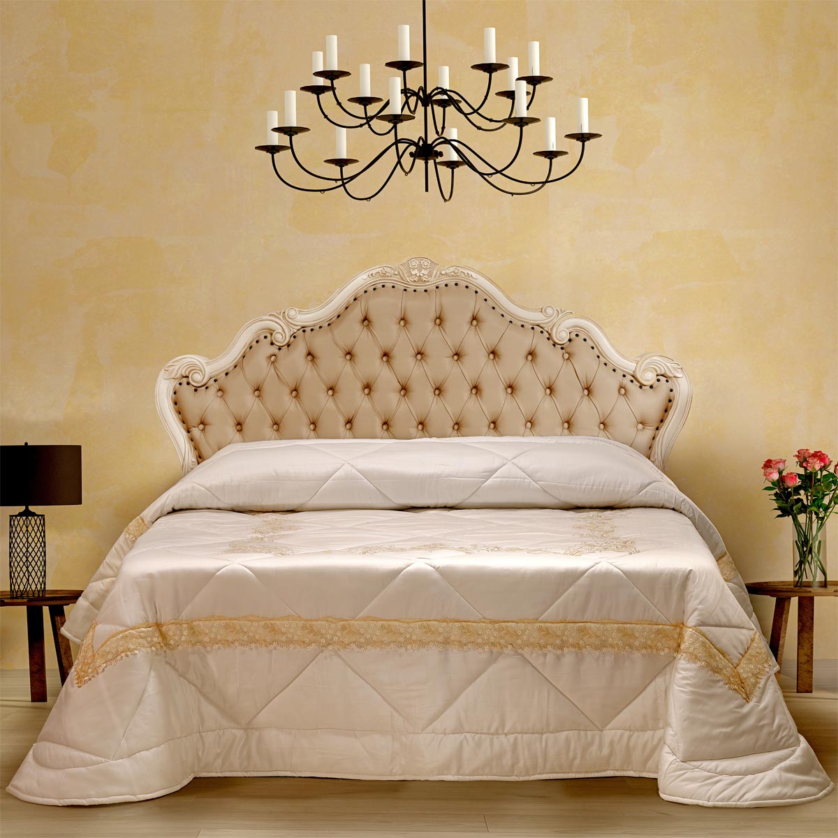 Trapunta per il letto dallo stile contemporaneo con ricamo avorio - EL112
