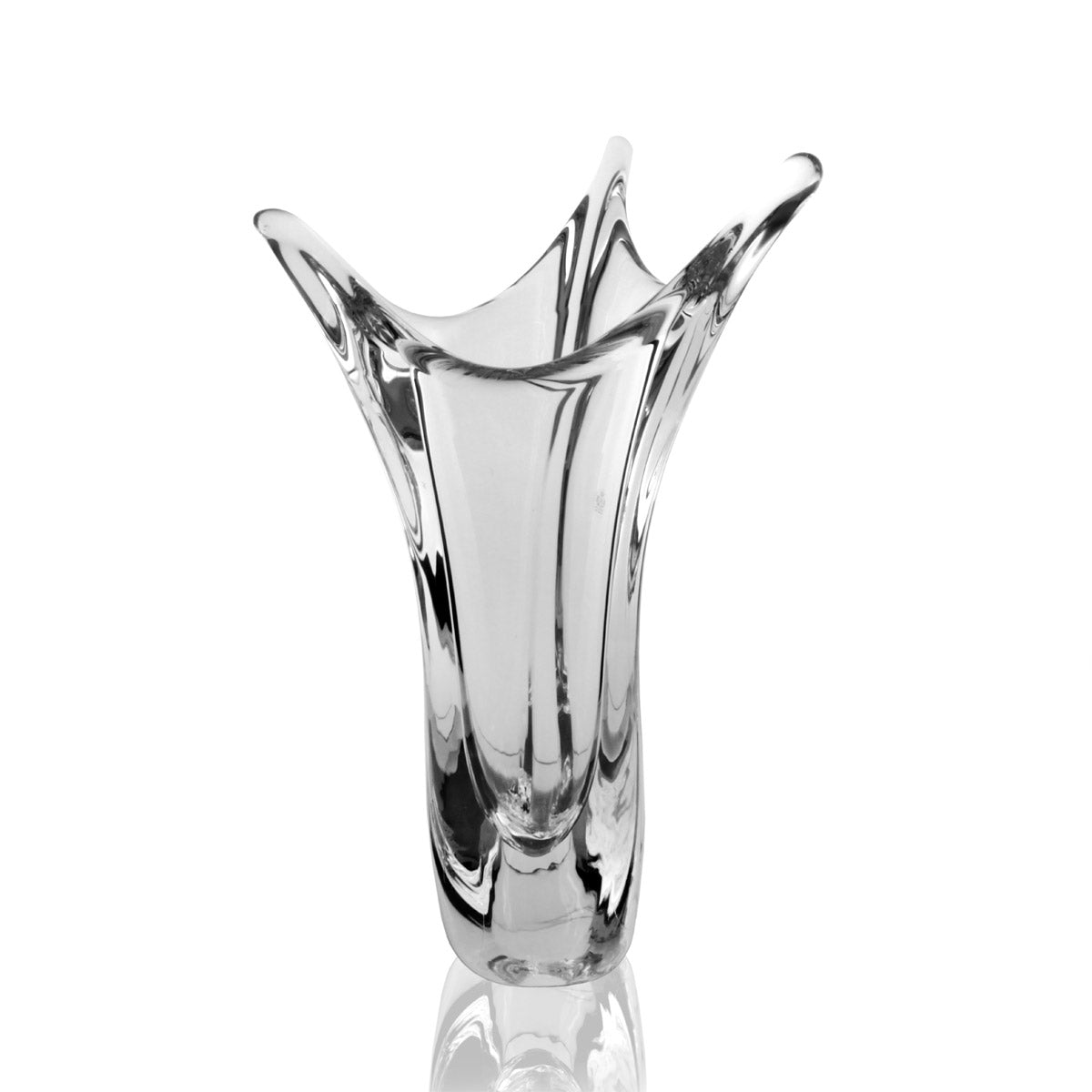 Vaso moderno in cristallo dalla forma triangolare realizzato artigianalmente da maestri artigiani